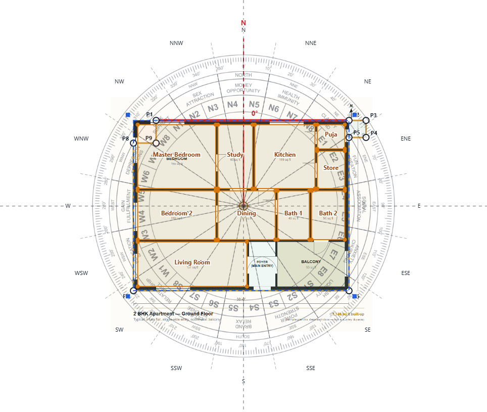 Shakti Chakra over the floor plan